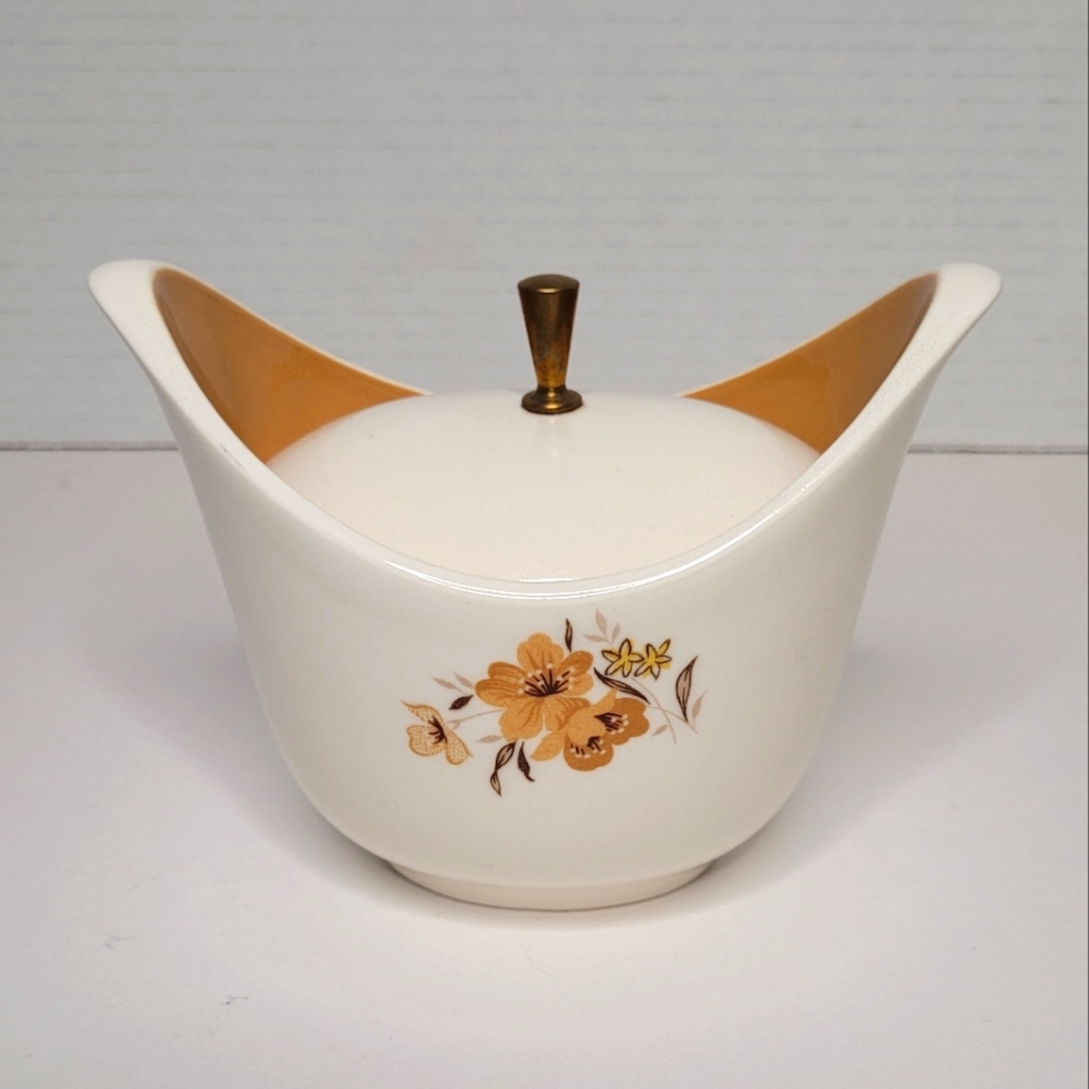 Wood Rose Design Vintage MCM Sugar Bowl with Lid Taylor Smith and Taylor